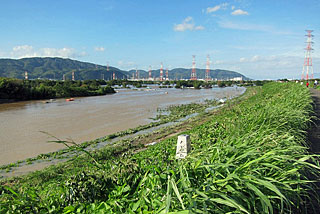 9月16日朝から増水し、水没したゴルフ場