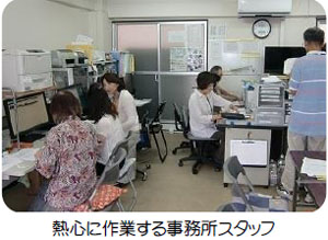 熱心に作業する事務所スタッフ