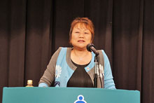 講演の植村牧場代表 黒瀬礼子氏