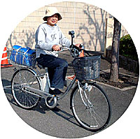 自転車に乗って出発